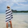 Aston & Arden Striped Beach Towel – Oversized 35 x 70 Soft Plush Thick Cotton, 600 GMS Heavy & Luxury for Pool Chairs, Resort, and Hot Tub, Gray/Navy(Grey/Navy)