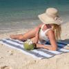 Aston & Arden Striped Beach Towel – Oversized 35 x 70 Soft Plush Thick Cotton, 600 GMS Heavy & Luxury for Pool Chairs, Resort, and Hot Tub, Gray/Navy(Grey/Green)