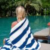 Aston & Arden Striped Beach Towel – Oversized 35 x 70 Soft Plush Thick Cotton, 600 GMS Heavy & Luxury for Pool Chairs, Resort, and Hot Tub, Gray/Navy(Navy/Yellow)