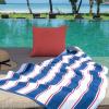 Aston & Arden Striped Beach Towel – Oversized 35 x 70 Soft Plush Thick Cotton, 600 GMS Heavy & Luxury for Pool Chairs, Resort, and Hot Tub, Gray/Navy(Navy/Red)