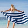 Aston & Arden Striped Beach Towel – Oversized 35 x 70 Soft Plush Thick Cotton, 600 GMS Heavy & Luxury for Pool Chairs, Resort, and Hot Tub, Gray/Navy(Navy/Grey)