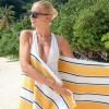 Aston & Arden Striped Beach Towel – Oversized 35 x 70 Soft Plush Thick Cotton, 600 GMS Heavy & Luxury for Pool Chairs, Resort, and Hot Tub, Gray/Navy(Yellow/Navy)