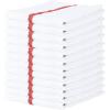 Arkwright Bar Mop Towels, Pack of 12, 100% Cotton Kitchen Dishcloths, Absorbent Quick Dry Cleaning Cloths for Restaurant, Bar and Home Kitchen, 16 x 19 in, White/Blue(White/Red)