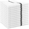 Arkwright Bar Mop Towels, Pack of 12, 100% Cotton Kitchen Dishcloths, Absorbent Quick Dry Cleaning Cloths for Restaurant, Bar and Home Kitchen, 16 x 19 in, White/Blue(White/Black)