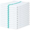 Arkwright Bar Mop Towels, Pack of 12, 100% Cotton Kitchen Dishcloths, Absorbent Quick Dry Cleaning Cloths for Restaurant, Bar and Home Kitchen, 16 x 19 in, White/Blue(White/Green)