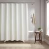 Arkwright Bathroom Shower Curtain Set – Stainless 12 Metal Hooks, Modern Damask Woven Washable Fabric with Weighted Hem & Rust-Proof Grommets, 210 GSM Heavy Duty, 72 x 72 in, Almond Milk(Bright White (Raindrop))