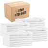 Arkwright Bulk Twin Fitted Bed Sheets – Case of 24 – Soft Cotton Blend Bottom Sheet Only with Deep Pocket, Hotel Collection Bedding for Hosts, Resorts, and Vacation Rentals, White