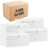 Arkwright Bulk Twin Flat Bed Sheets – Case of 24 – Soft Hypoallergenic Cotton Blend Top Sheet Only, Hotel Collection Bedding for Hosts, Resorts, and Vacation Rentals, White