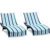Arkwright Cabo Chaise Lounge Cover Towel with Pocket – Pack of 2 – Striped 100% Cotton Cabana Cover for Beach Pool Outdoor Chairs, 30 x 85 in, Tropical Breeze/Skydive Blue(Tropical Breeze/Skydive Blue)