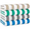 Arkwright California Cabana Stripe Beach Towel – Pack of 4, Large Soft Quick Dry 100% Cotton Terry Towels Set for Pool, Swim, and Hot Tub, Oversized 30 x 70 in, Grey(Assorted)