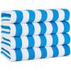 Arkwright California Cabana Stripe Beach Towel – Pack of 4, Large Soft Quick Dry 100% Cotton Terry Towels Set for Pool, Swim, and Hot Tub, Oversized 30 x 70 in, Grey(Blue)