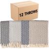 Arkwright Common Ground Bulk Blankets – Pack of 12 – Reversible 100% Cotton All Season Lightweight Couch Bed Throws for Wedding Guests, Travel, and Outdoor Events, 50 x 70 in, White(Diamond)