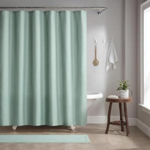 Arkwright Bathroom Shower Curtain Set – Stainless 12 Metal Hooks, Modern Damask Woven Washable Fabric with Weighted Hem & Rust-Proof Grommets, 210 GSM Heavy Duty, 72 x 72 in, Almond Milk(Silt Green (Raindrop))