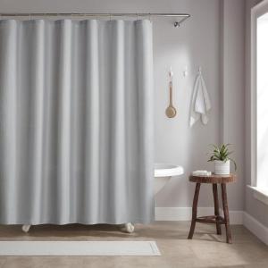 Arkwright Bathroom Shower Curtain Set – Stainless 12 Metal Hooks, Modern Damask Woven Washable Fabric with Weighted Hem & Rust-Proof Grommets, 210 GSM Heavy Duty, 72 x 72 in, Almond Milk(Light Grey (Raindrop))