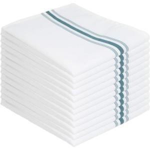 Arkwright Bistro Dinner Cloth Napkins – (Case of 120) Absorbent, Soft, and Washable Professional Restaurant Quality Bulk Table Linen with French Stripes, 18 x 22 in, Grey(Hunter Green)