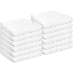 Arkwright Kitchen Tea Towels – (Bulk Case of 144) Soft, 100% Cotton Terry Dishcloths, Highly Absorbent & Quick Dry, Hand Washcloths for Washing, Drying, and Cleaning, 15 x 25 in, Blue(White)