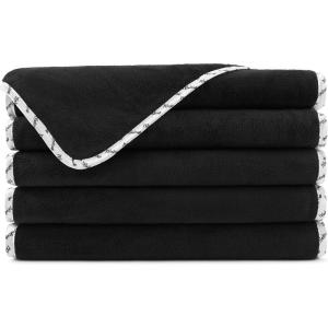 Arkwright Makeup Remover Cloths Bulk – Microfiber Coral Fleece Face Towels, Ultra Soft Reusable Washcloths, Gentle Facial Cleansing for Waterproof Makeup, 13 x 13, Black (Case of 108)(Black/White)