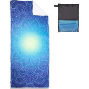 Arkwright Mandala Microfiber Beach Towels – Lightweight and Quick Dry Oversized Pool Towel, Perfect for Hotel, Spa, Hot Tub, Bath, and Resort, 30 x 70 in, Orange(Blue)