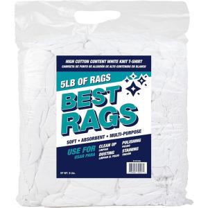 Arkwright W43 Cotton Tshirt Rags – 5 lb Bag – (Pack of 8) Soft Lint Free Cloths for Cleaning, Streak & Scratch-Free, Professional Grade Bulk Wiping Towels for Polishing, Painting, and Staining, White(5 lb Bag)