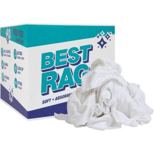 Arkwright W43 Cotton Tshirt Rags – 5 lb Bag – (Pack of 8) Soft Lint Free Cloths for Cleaning, Streak & Scratch-Free, Professional Grade Bulk Wiping Towels for Polishing, Painting, and Staining, White(10 lb Box)