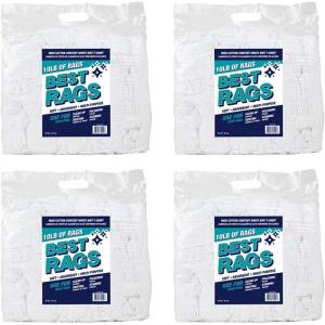 Arkwright W43 Cotton Tshirt Rags – 5 lb Bag – (Pack of 8) Soft Lint Free Cloths for Cleaning, Streak & Scratch-Free, Professional Grade Bulk Wiping Towels for Polishing, Painting, and Staining, White(10 lb Bag (Case of 4))