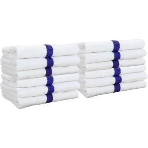 Arkwright White Hand Gym Towels – Pack of 12 – Bulk 100% Cotton Soft Quick Dry Sweat Absorbent Hotel Quality Towels for Workout, Bathroom, Spa, Pool, 16 x 27 in, Grey(Blue)