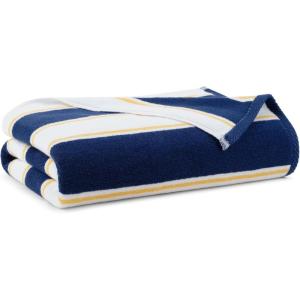 Aston & Arden Striped Beach Towel – Oversized 35 x 70 Soft Plush Thick Cotton, 600 GMS Heavy & Luxury for Pool Chairs, Resort, and Hot Tub, Gray/Navy(Navy/Yellow)
