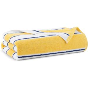 Aston & Arden Striped Beach Towel – Oversized 35 x 70 Soft Plush Thick Cotton, 600 GMS Heavy & Luxury for Pool Chairs, Resort, and Hot Tub, Gray/Navy(Yellow/Navy)
