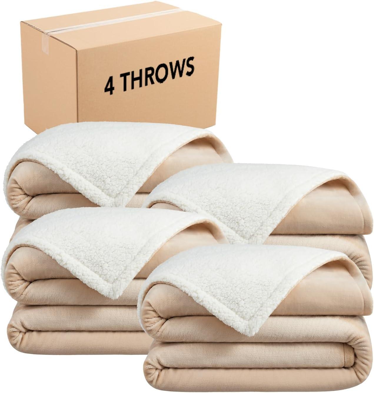image:imageArkwright Sherpa Fleece Throw Blanket Plush Fluffy Warm Reversible Soft Sherpa Throw Blanket for Home Couch Sofa Bed Camping and Travel 50x60 in GreyIrish Cream Tan