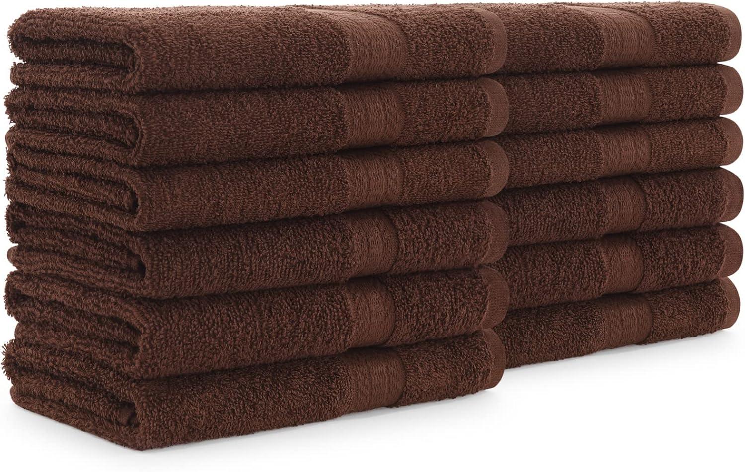 image:imageArkwright True Color Solid Wash Cloths Soft 100 Cotton Washcloths 12 Pack Lightweight 475 GSM Absorbent amp Quick Dry for Face and Body 12 x 12 in BeigeBrown