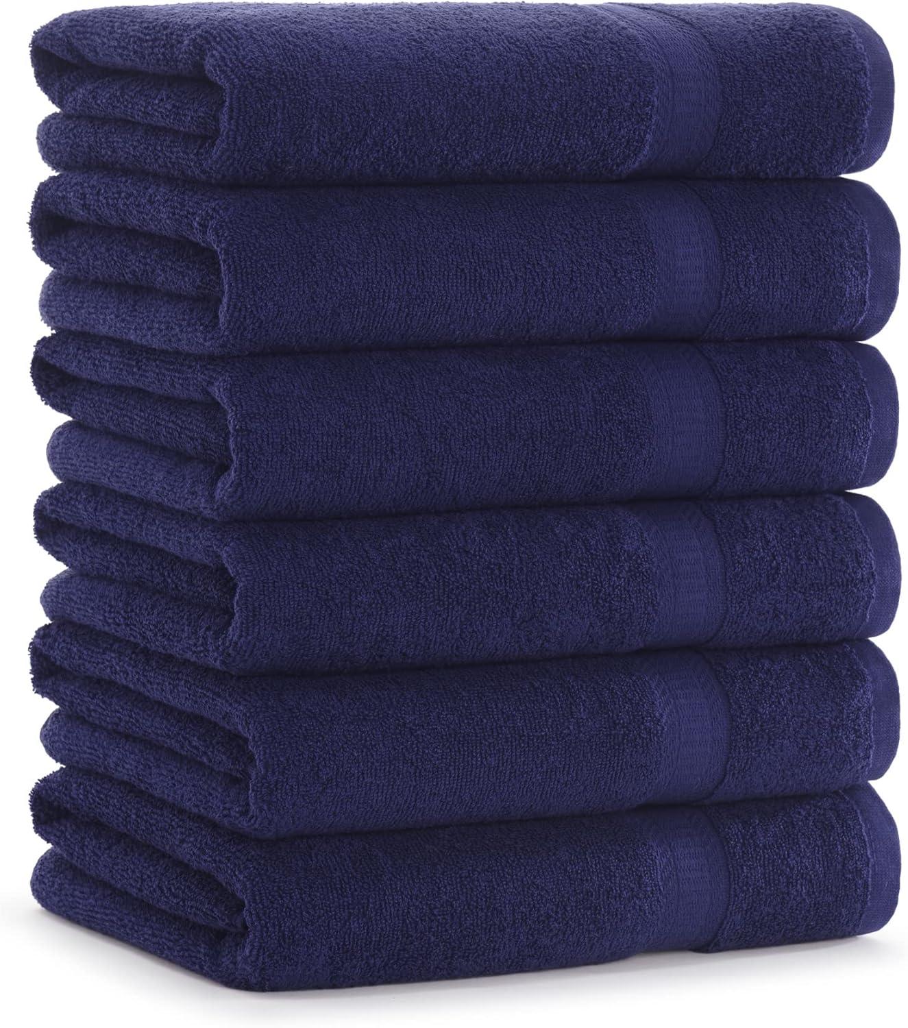 image:imageArkwright True Color Solid Wash Cloths Soft 100 Cotton Washcloths 12 Pack Lightweight 475 GSM Absorbent amp Quick Dry for Face and Body 12 x 12 in BeigeNavy