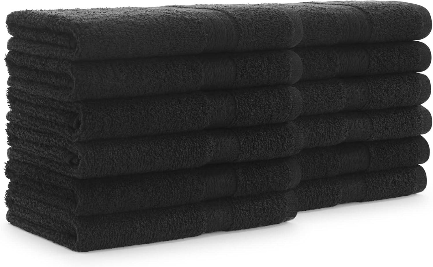 image:imageArkwright True Color Solid Wash Cloths Soft 100 Cotton Washcloths 12 Pack Lightweight 475 GSM Absorbent amp Quick Dry for Face and Body 12 x 12 in BeigeBlack