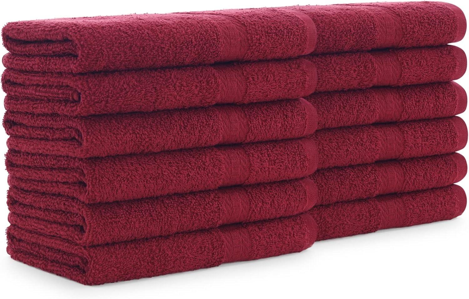image:imageArkwright True Color Solid Wash Cloths Soft 100 Cotton Washcloths 12 Pack Lightweight 475 GSM Absorbent amp Quick Dry for Face and Body 12 x 12 in BeigeBurgundy