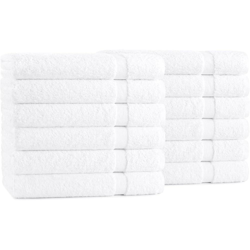 image:imageArkwright Admiral Spa Hand Towels Bulk Pack of 12 Lightweight Absorbent Bathroom Towel Quick Dry Cotton Perfect for Home Resort Spa and Shower 16 x 27 in White12