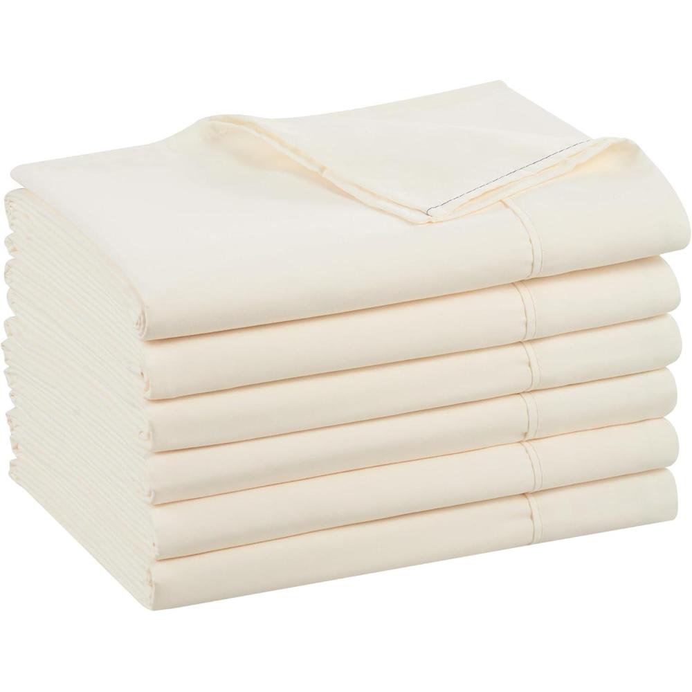 image:imageArkwright Bulk Twin Flat Sheets  Pack of 6  Soft Brushed Microfiber Hypoallergenic Top Sheet only with Wrinkle Resistant Bedding Essentials for Hosts and Hotels WhiteIvory
