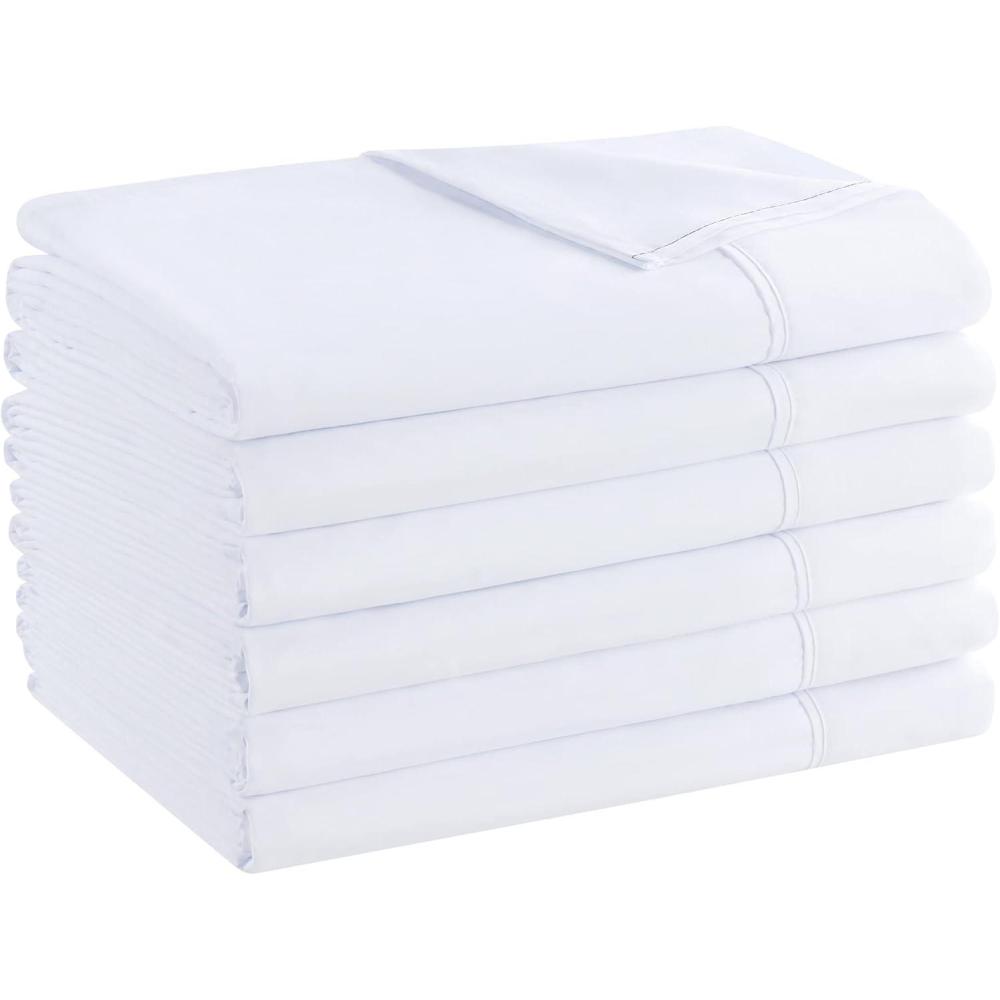 image:imageArkwright Bulk Twin Flat Sheets Pack of 6 Soft Brushed Microfiber Hypoallergenic Top Sheet only with Wrinkle Resistant Bedding Essentials for Hosts and Hotels WhiteWhite