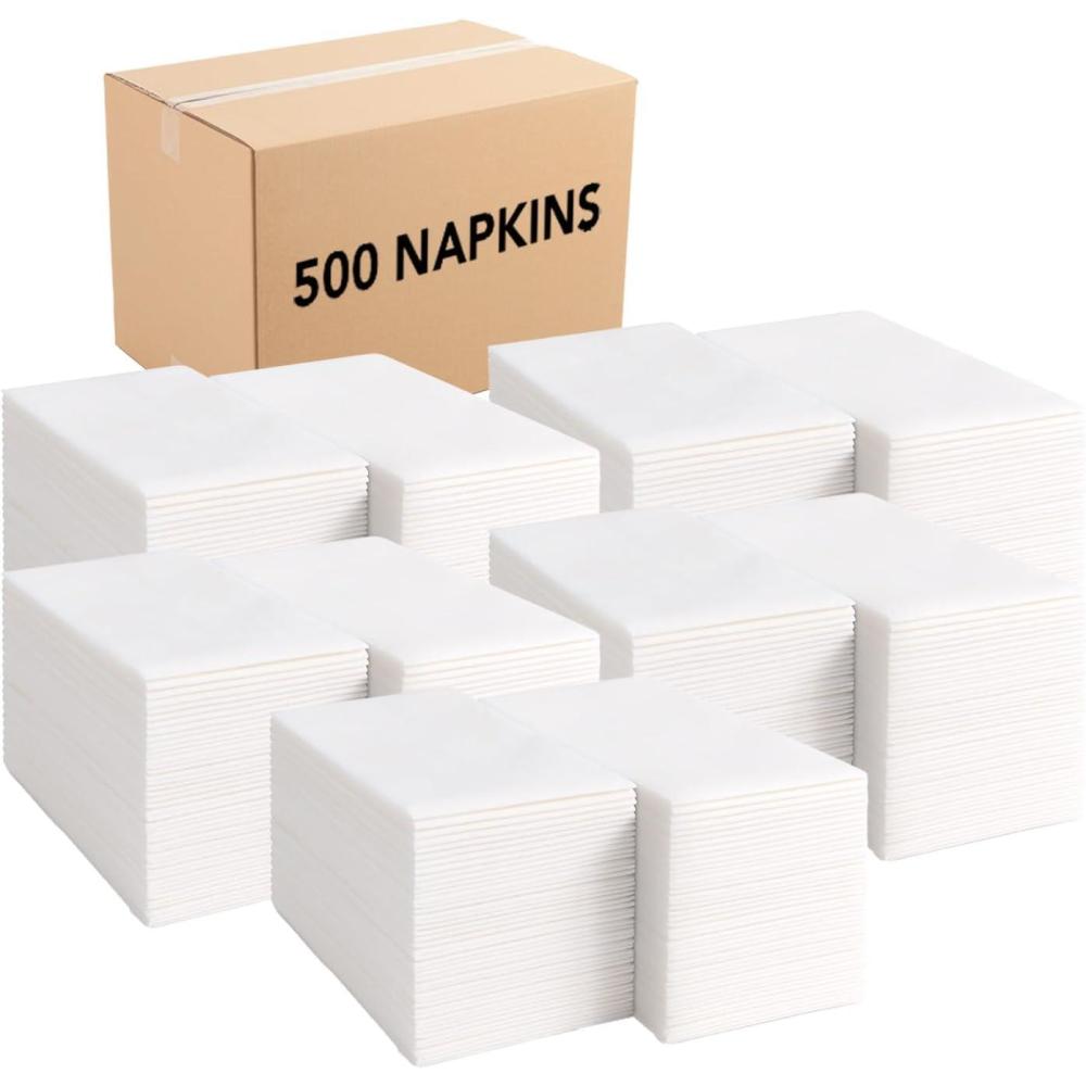image:imageArkwright Disposable Linen Replacement Napkins Pack of 100 Strong Soft ClothLike Guest Table Hand Towels for Dining and Foodservice 12 x 17 in Folds to 4 x 8 in White500