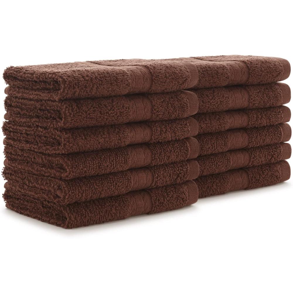 image:imageArkwright True Color Solid Wash Cloths Soft 100 Cotton Washcloths 12 Pack Lightweight 475 GSM Absorbent amp Quick Dry for Face and Body 12 x 12 in BeigeBrown