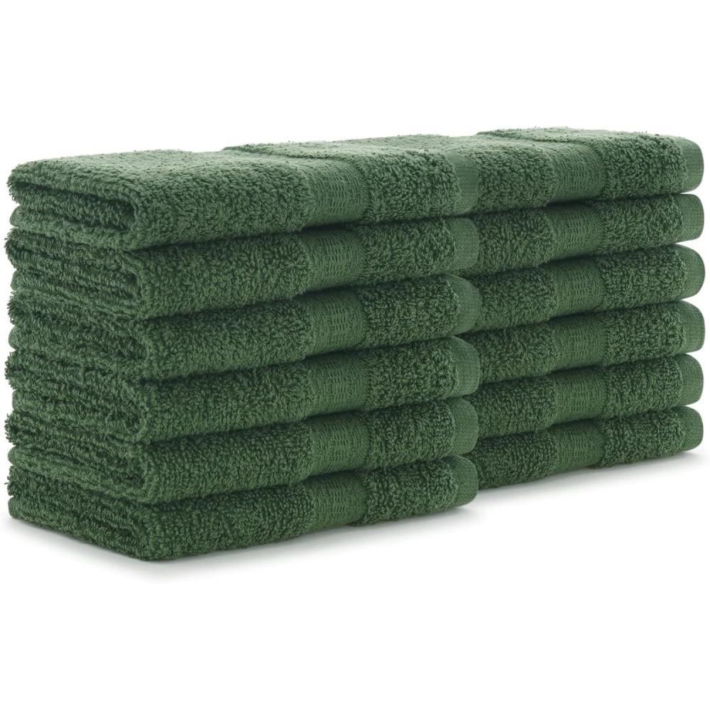 image:imageArkwright True Color Solid Wash Cloths Soft 100 Cotton Washcloths 12 Pack Lightweight 475 GSM Absorbent amp Quick Dry for Face and Body 12 x 12 in BeigeGreen