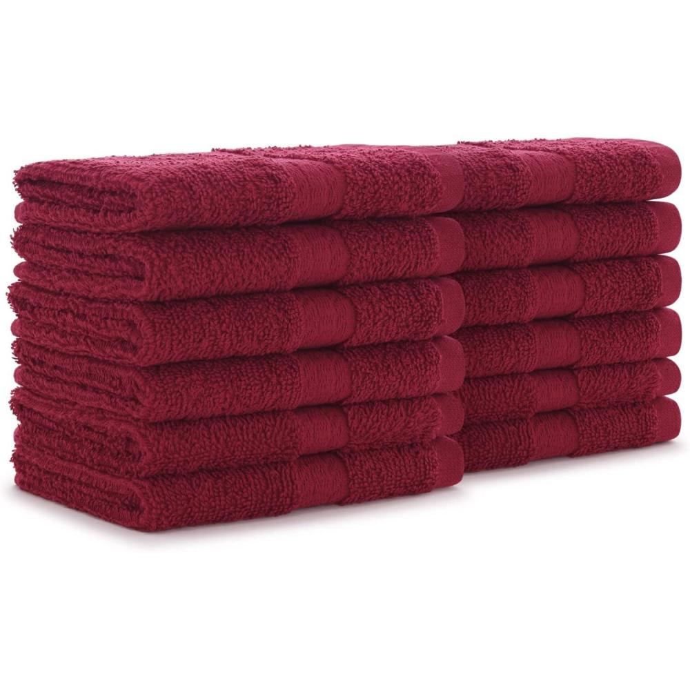 image:imageArkwright True Color Solid Wash Cloths Soft 100 Cotton Washcloths 12 Pack Lightweight 475 GSM Absorbent amp Quick Dry for Face and Body 12 x 12 in BeigeBurgundy