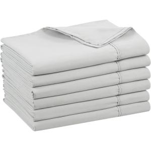 Arkwright Bulk Twin Flat Sheets – Pack of 6 – Soft Brushed Microfiber Hypoallergenic Top Sheet only with Wrinkle Resistant, Bedding Essentials for Hosts and Hotels, White(Grey)
