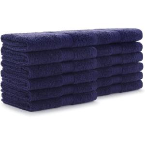 Arkwright True Color Solid Wash Cloths – Soft 100% Cotton Washcloths 12 Pack – Lightweight 475 GSM, Absorbent & Quick Dry for Face and Body, 12 x 12 in, Beige(Navy)