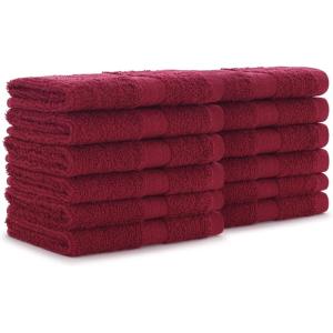 Arkwright True Color Solid Wash Cloths – Soft 100% Cotton Washcloths 12 Pack – Lightweight 475 GSM, Absorbent & Quick Dry for Face and Body, 12 x 12 in, Beige(Burgundy)