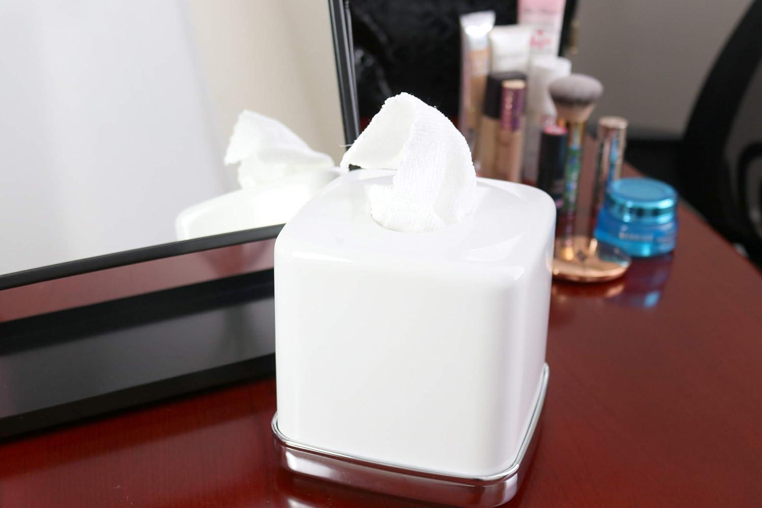 image:imageArkwright Microfiber Makeup Remover Cloths Case of 600 Reusable Makeup Towels in a Tissue Box Dispenser Facial Cleansing Towels for Bathroom 9 x 9 in White