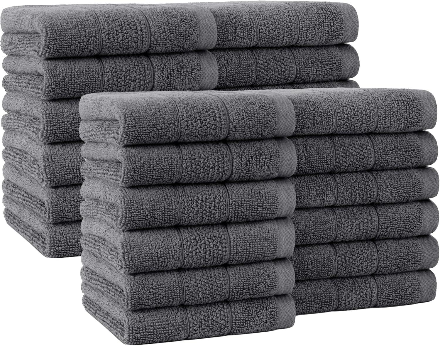 image:imageArkwright Premium Washcloths Pack of 24 Soft amp Absorbent 100 Ringspun Cotton Contemporary Design Wash Cloths with Dobby Multipurpose Fingertip Towels BeigeDark Grey