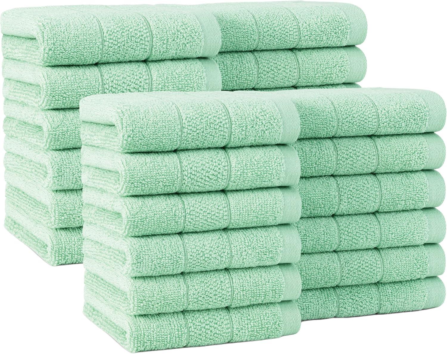 image:imageArkwright Premium Washcloths Pack of 24 Soft amp Absorbent 100 Ringspun Cotton Contemporary Design Wash Cloths with Dobby Multipurpose Fingertip Towels BeigeGreen