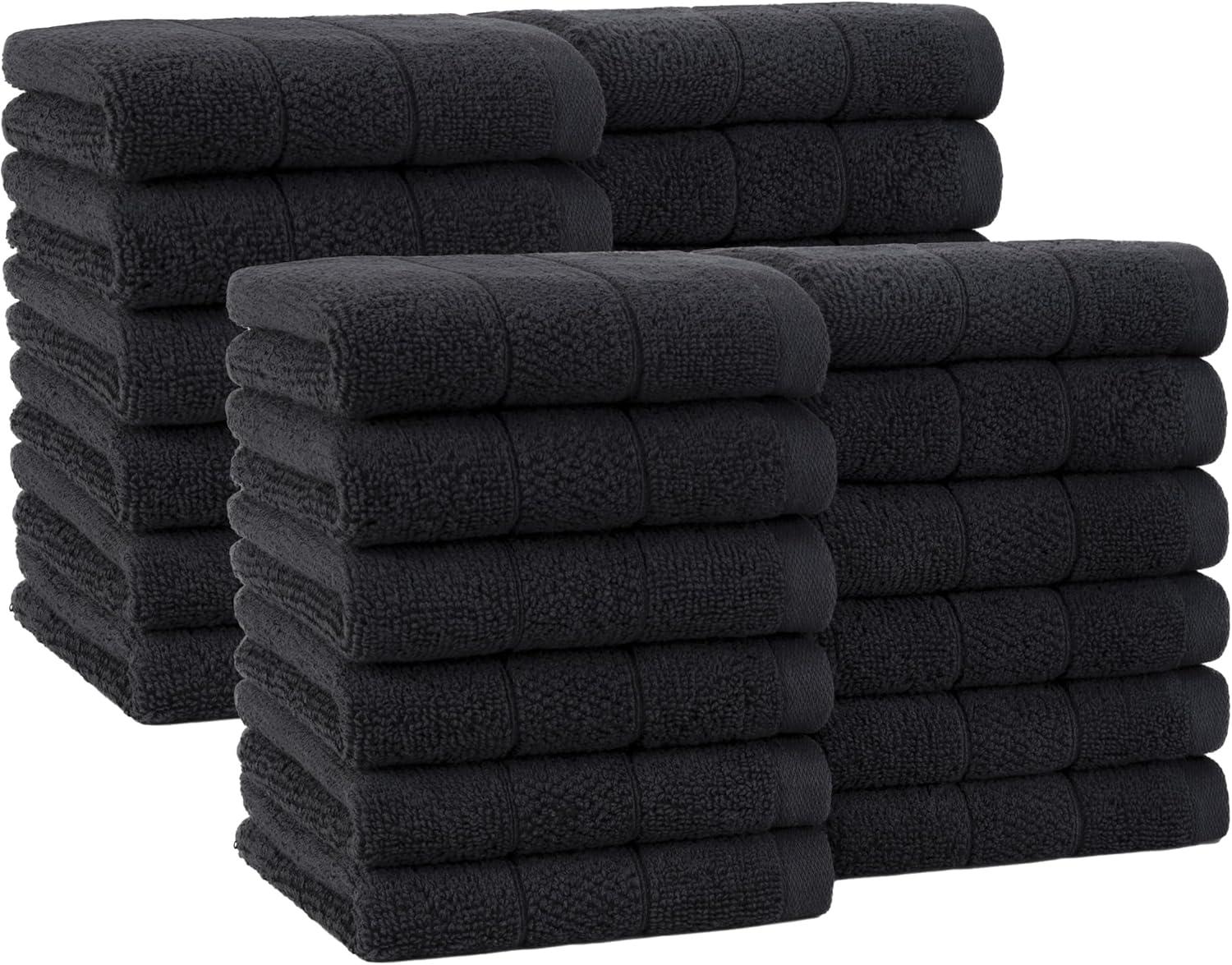 image:imageArkwright Premium Washcloths Pack of 24 Soft amp Absorbent 100 Ringspun Cotton Contemporary Design Wash Cloths with Dobby Multipurpose Fingertip Towels BeigeBlack