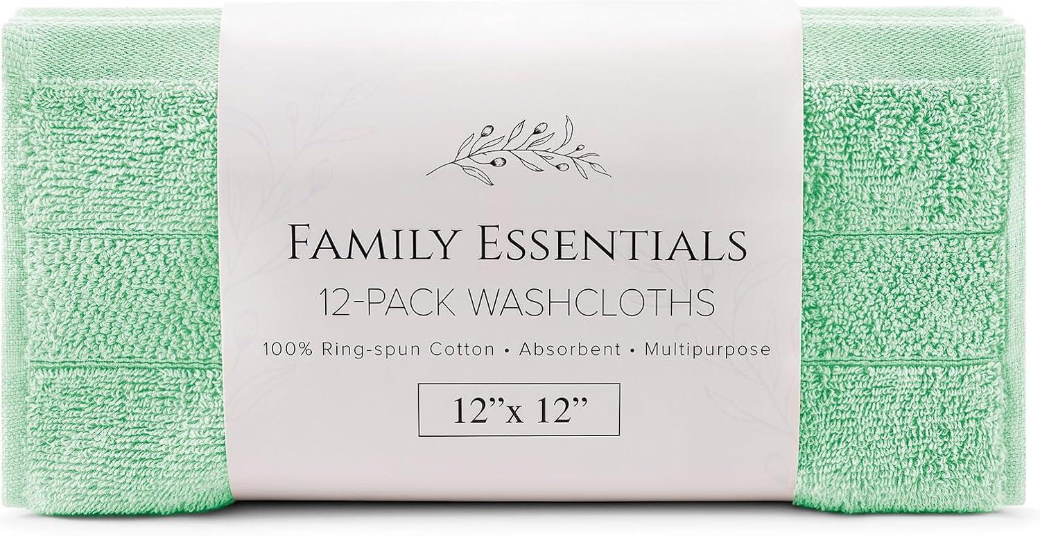 image:imageArkwright Premium Washcloths Pack of 24 Soft amp Absorbent 100 Ringspun Cotton Contemporary Design Wash Cloths with Dobby Multipurpose Fingertip Towels BeigeGreen
