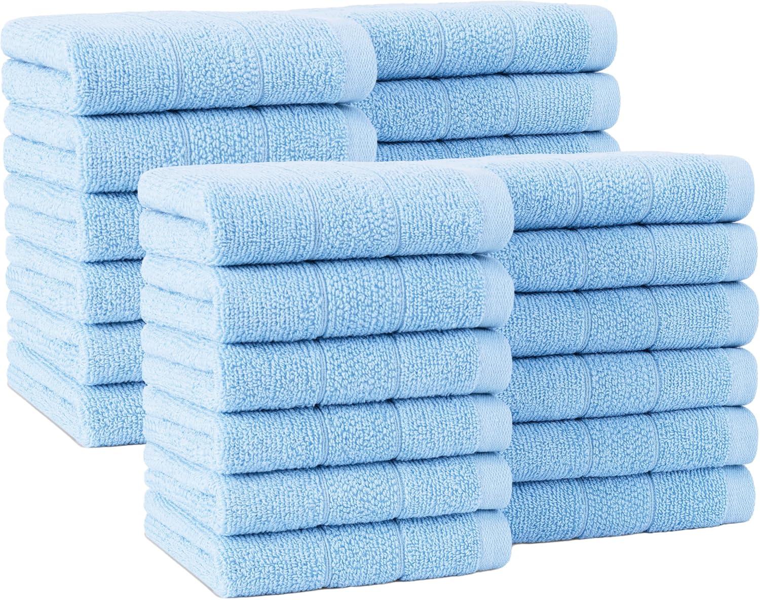image:imageArkwright Premium Washcloths Pack of 24 Soft amp Absorbent 100 Ringspun Cotton Contemporary Design Wash Cloths with Dobby Multipurpose Fingertip Towels BeigeBlue