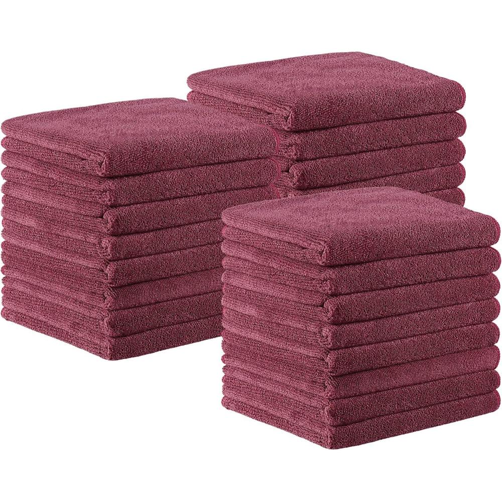 image:imageArkwright Bleach Resistant Salon Towels 24 Pack Microfiber Hair Towels Soft Absorbent Quick Dry Lint Free Spa amp Barber Towels for Hair Stylist Nail Salon amp Esthetician 16 x 27 BlackBurgundy